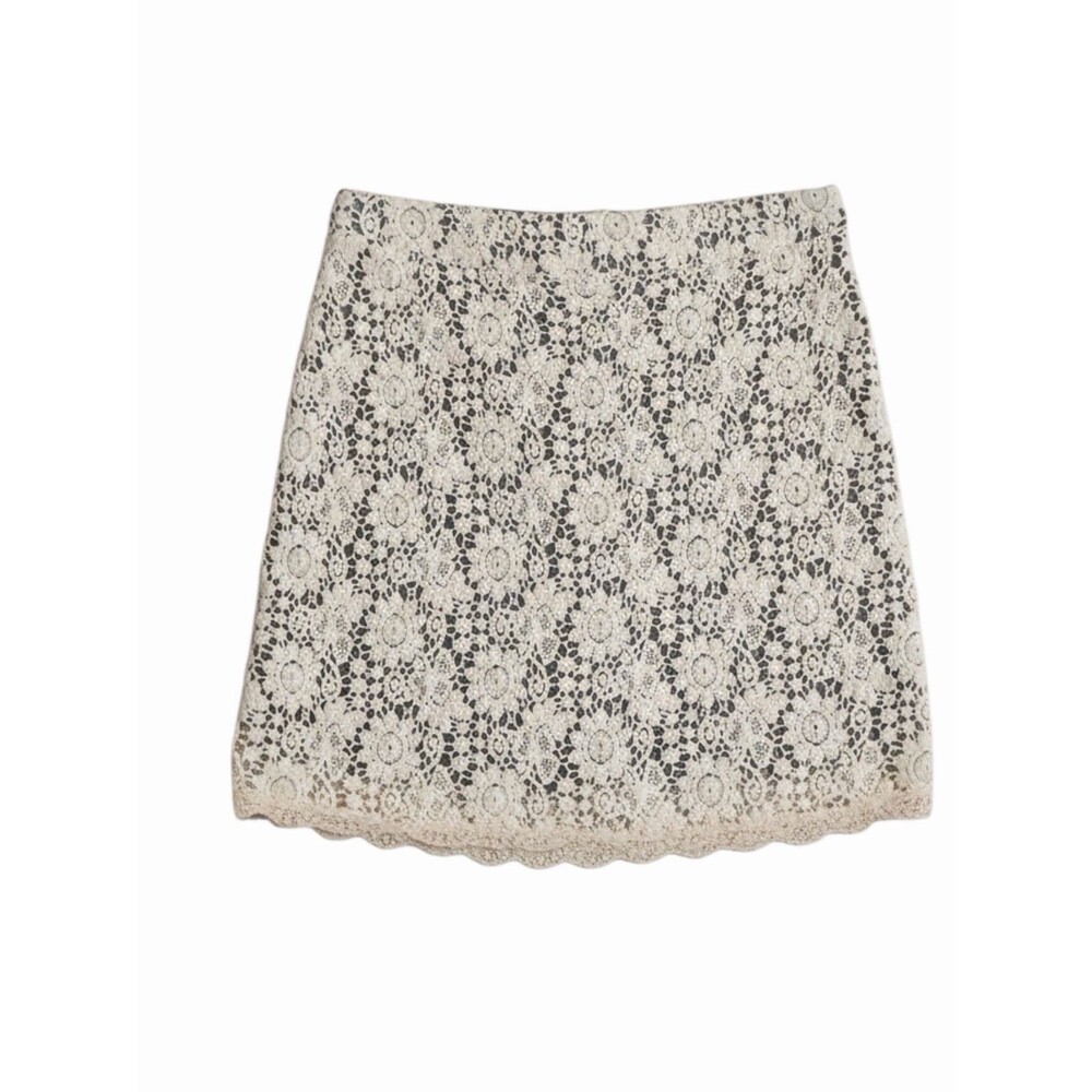 Kimchi Blue Urban Outfitters Crochet Lace Mini Skirt Ivory Blue 0